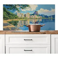 KitchenYeah Spatscherm keuken 120x60 cm - Kookplaat achterwand Berg - Skyline - Strand - Water - Muurbeschermer - Spatwand fornuis - Hoogwaardig aluminium