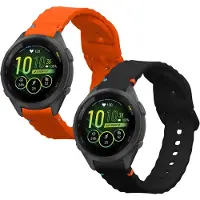 Kwmobile 2x horlogebandjes geschikt voor Garmin Venu 3S / Venu 2S / vivoactive 4S / Forerunner 265S 255S bandje - Smartwatch bandjes van TPU - Activity tracker horloge band in zwart / oranje