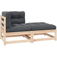 vidaXL 2-delige Loungeset met kussens massief grenenhout
