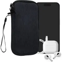Kwmobile Telefoontasje voor XL - 6,7/6,8" Hoesje - Van Neopreen en Ribfluweel - Mobieltasje 17,2 x 8,4 cm - Smartphone tasje in marineblauw