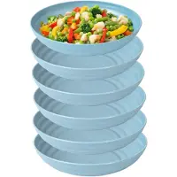 PlasticForte Rond bord/camping - 6x - diep bord - D19 x H4.5 cm - blauw - kunststof - soepborden - onbreekbaar servies