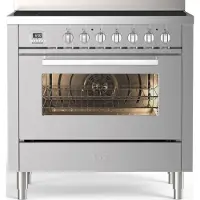 ILVE LBI095WSCM3/SS fornuis 5-pits inductie fornuizen - rvs zuinig energieklasse A - 90 cm breed inductiefornuis