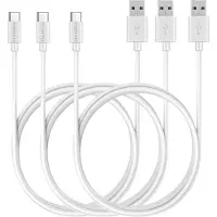 Phonillico 3x USB C naar USB A Kabel Wit - 3 meter - Oplaadkabel voor Sony Xperia L1-L2-L3-L4