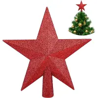 Roegaarden piek kerstboom - Kerstversiering - Rood - 20 CM