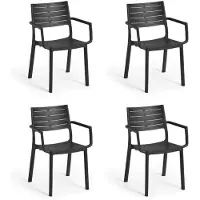 Keter Metaline tuinstoel - 4 stuks - 53,3x60,2x81,3 cm - Antraciet