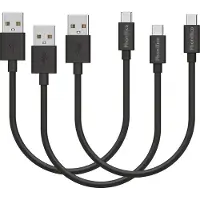 Phonillico 3x USB C naar USB A Kabel Zwart - 0,2 meter - Oplaadkabel voor Asus Zenfone 5-5Z-3ZOOMS