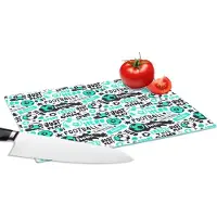 KitchenYeah Glazen Snijplank - 28x20 - Patronen - Voetbal - Sport - Jongens - Kinderen - Kids - Snijplanken Glas