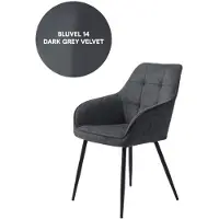 Meubelplaats NOLAN ARMCHAIR SQUARE DARK GREY VELVET - eetkamerstoelen set van 2