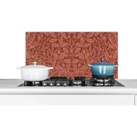 KitchenYeah Spatscherm keuken 80x40 cm - Kookplaat achterwand Bladeren - Planten - Morris - Bruin - Muurbeschermer - Spatwand fornuis - Hoogwaardig aluminium