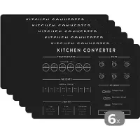 KitchenYeah Placemat - Placemats kunststof - Handleiding - Gewichten - Keuken - Koken - Maatbeker - 45x30 cm - 6 stuks - Hittebestendig - Anti-Slip - Onderlegger - Afneembaar