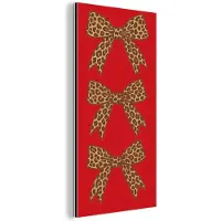 MuchoWow Aluminium schilderij 40x80 cm - Wanddecoratie metaal - Strikken - Panterprint - Rood - Metalen muurdecoratie woonkamer - Decoratie industrieel - Foto op dibond - Industriële accessoires slaapkamer