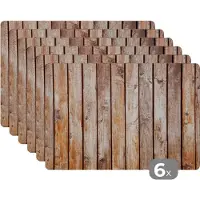 KitchenYeah Placemat - Placemats - OSB - Wood - Hout - Plank - Schutting - Tafel onderzetters - 45x30 cm - 6 stuks