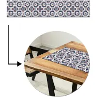 MuchoWow Tafelloper 200x40 cm - Tafelmat vinyl Bloemen - Retro - Design - Tafeldecoratie - Tafelversiering - Keuken decoratie - Tafel versiering