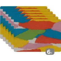 KitchenYeah Placemat - Placemats kunststof - Abstract - Vormen - Rood - Groen - Retro - 45x30 cm - 6 stuks - Hittebestendig - Anti-Slip - Onderlegger - Afneembaar