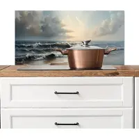 KitchenYeah Spatscherm keuken 80x40 cm - Kookplaat achterwand Strand - Zee - Zonsondergang - Muurbeschermer - Spatwand fornuis - Hoogwaardig aluminium