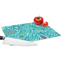 KitchenYeah Glazen Snijplank - 28x20 - Bloemen - Bladeren - Tropisch - Design - Snijplanken Glas
