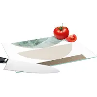 KitchenYeah Glazen Snijplank - 28x20 - Geometrische vormen - Minimalisme - Pastel - Snijplanken Glas