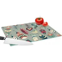 KitchenYeah Glazen Snijplank - 39x28 - Tieners - Veren - Patronen - Snijplanken Glas