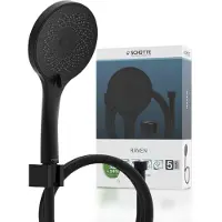 Schutte RAVEN Badset inclusief Handdouche, Slang en Wandsteun - ø 12,5 cm - 3 Standen - Mat Zwart