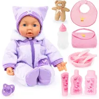 Bayer 94694AA Functionele pop, Interactieve pop Piccolina Magic Eyes, beweegt haar mond, knippert met haar ogen, spreekt, paars, 46 cm