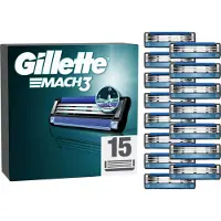 Gillette Mach 3 Standard scheermesjes voor heren, 15 originele scheermesjes, blauw