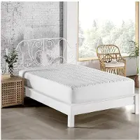 Asir - Tweepersoons matrasbeschermer - Wit - 100% katoen - 35 x 40 x 16 cm