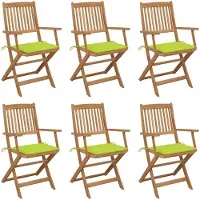 The Living Store - Klapstoelen - Acaciahout - 54 x 57 x 91 cm - Helder groen kussen - Tuinstoel