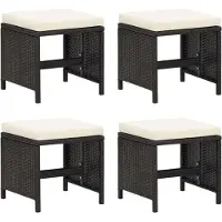 Syfax Tuinkrukken 4 st met kussens poly rattan zwart