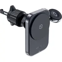 Acefast Autosteun Acefast D18 met interne MagSafe/Qi + USB-A USB-C kabel - nero, Smartphonehouder, Zwart