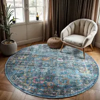Muratap Picasso sarough vintage rond vloerkleed blauw laagpolig- 160 cm