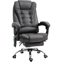 Vinsetto -Bürostuhl mit Massagefunktion-Polyester, Schaumstoff-65B x 70T x 111-119H cm-Dunkelgrau
