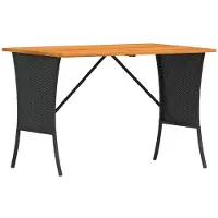 vidaXL Tuintafel met acaciahouten blad 105x75x72 cm poly rattan zwart