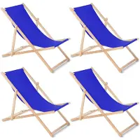 Greenblue - Set van 4 ligstoelen - beuken classic strandstoel - donkerblauw