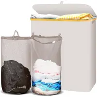 Lugia Wasmand - 2 Waszakken - 141L - Natuurlijk Bamboe - Wasmand met