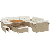 vidaXL Tuinbank Set 13 st 12-Aantal zitplaatsen Beige en Crème