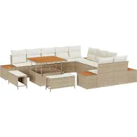 vidaXL Tuinbank Set 13 st 12-Aantal zitplaatsen Beige Poly rattan