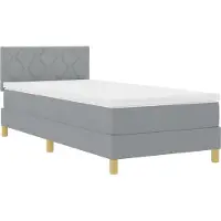 vidaXL LED Box Spring Bed met hoofdeinde Lichtgrijs 90 x 200 cm Stof