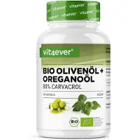 Vit4ever Bio Oregano-olie & Olijfolie - Voedingssupplement - 80 mg Carvacrol per Capsule - Gestandaardiseerd Extract - 100% Plantaardig -