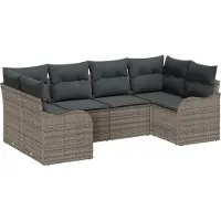 vidaXL Tuinbank Set 6 st Grijs Poly rattan
