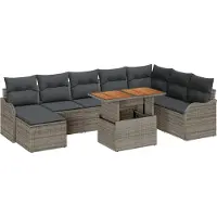 vidaXL Tuinset, 9-delig, grijs, polyrotan