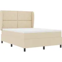 vidaXL Boxspring bed met hoofdeinde Crème 140 x 190 cm Stof