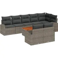 vidaXL Tuinbank Set 9 st Grijs poly rattan
