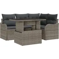vidaXL Tuinset met 5 zitplaatsen, grijs, van polyrotan
