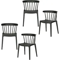Woood Bliss Tuinstoelen - Kunststof - Zwart - Set van 4