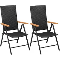 Syfax Stapelbare klapstoelen (2 stuks) van zwart polyrotan