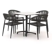 Manifesto furniture + 10% kassakorting | Manifesto Belpasso/Canzo 80cm dining tuinset 5-delig stapelbaar inklapbaar