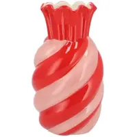 DK Design Bloemenvaas Sweety - boeket vaas - keramiek - roze/rood- 13 x 23 cm - snoepjes vaas