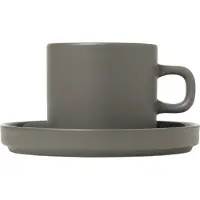Blomus Koffiekop & Schotel Pilar Pewter (2-delig)