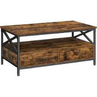 Vasagle Salontafel met lades en open vak, Vintagebruin + zwart