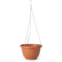 PlasticForte Plantenpot - hangend - kunststof - terracotta - D20 x H12 cm - bloempot aan ketting